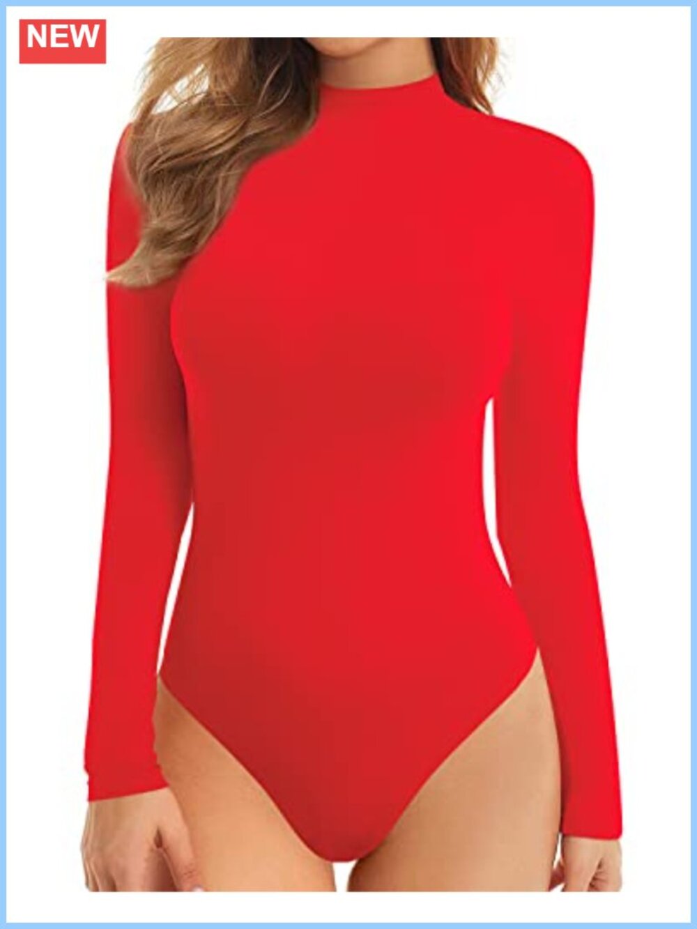 Mock Turtle Neck Long Sleeve Bodysuit Slimming Stretch Snap Crotch Top